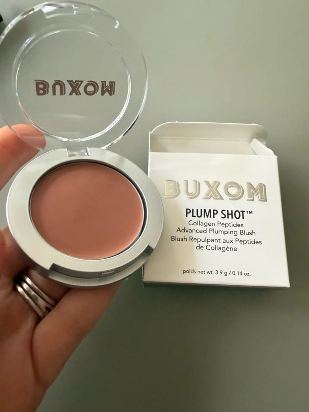 New! Buxom Blissful Buff Plump Shot Advanced Plumping Blush- natural nude flush
